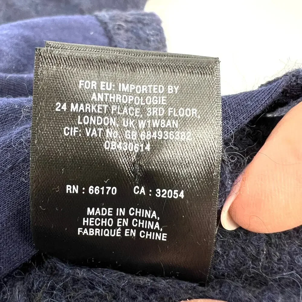 MOTH Anthropologie Size XL Navy Cardigan Hoodie Sweater Alpaca Wool